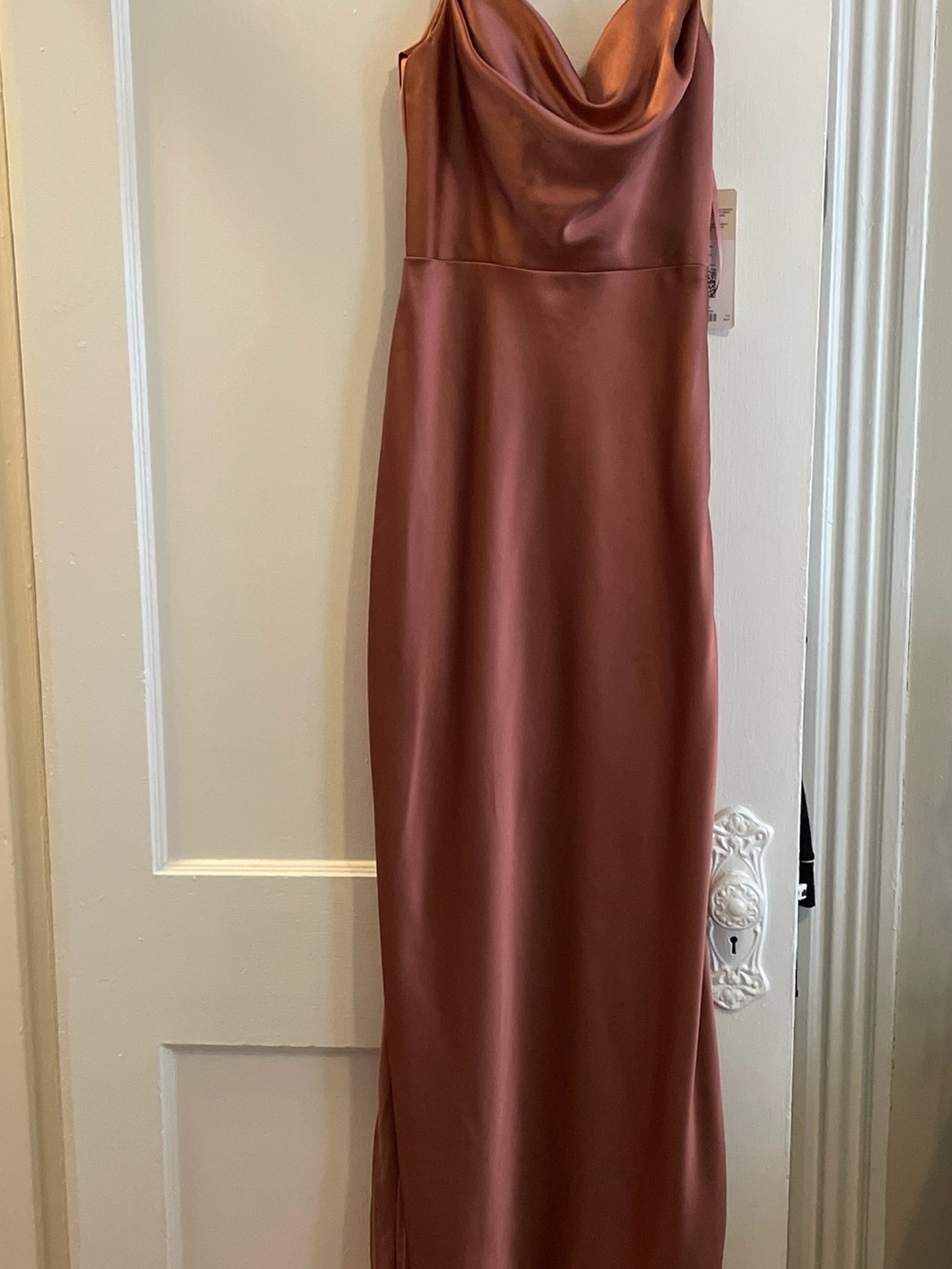 Revelry Satin Cowl Slip Dress - Desert Rose